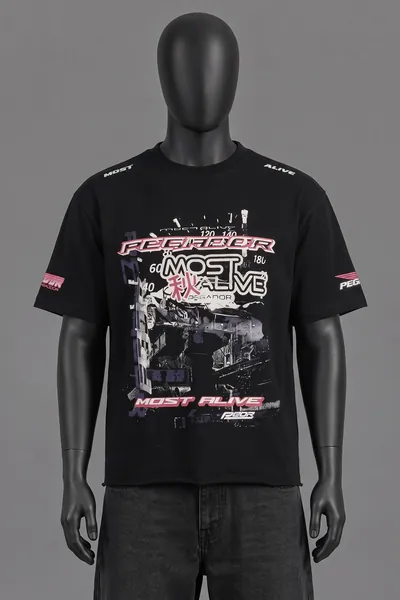 Pegador, Most Alive Collab Tee, Black, Oversized Boxy Fit, Größe M, Größe M, Getragen