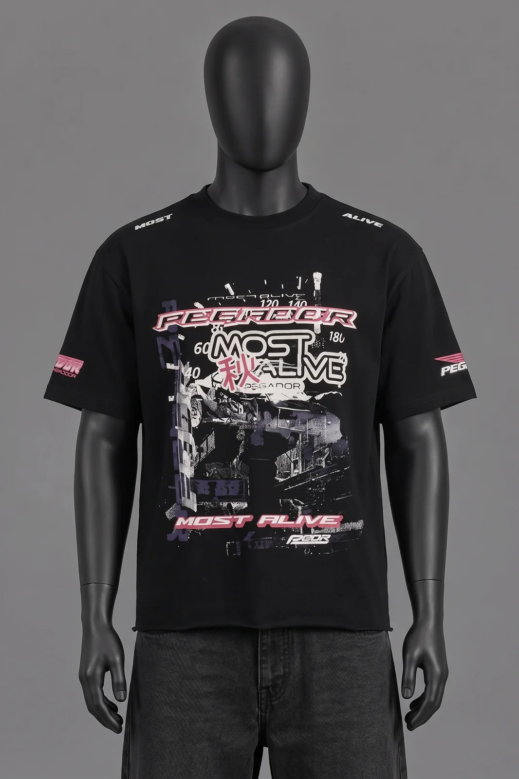 Pegador, Most Alive Graphic Tee, Black, Oversized Boxy Fit, Größe M, Größe M, Getragen