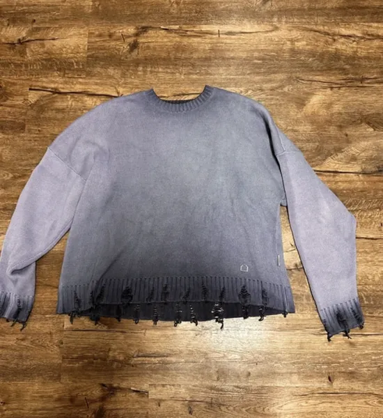 Distressed Knit Sweater Washed