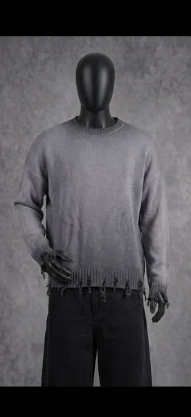 Distressed Knit Sweater Washed