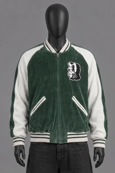Peso, Varsity Jacket, Green/Cream Velour, Größe L, Größe L, Getragen