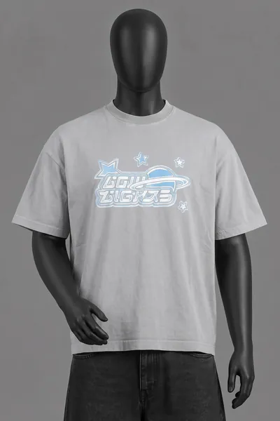 Low Lights Studio, Galaxy Logo Tee, Grey / Blue Print, Size M, Größe M, Sehr gut