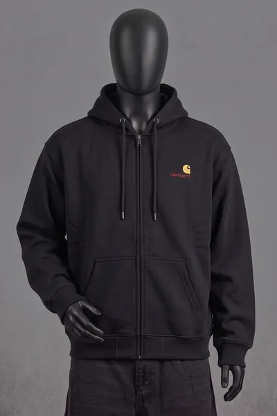 Carhartt WIP, American Script Zip Hoodie Black, Schwarz, Größe XS, Neu