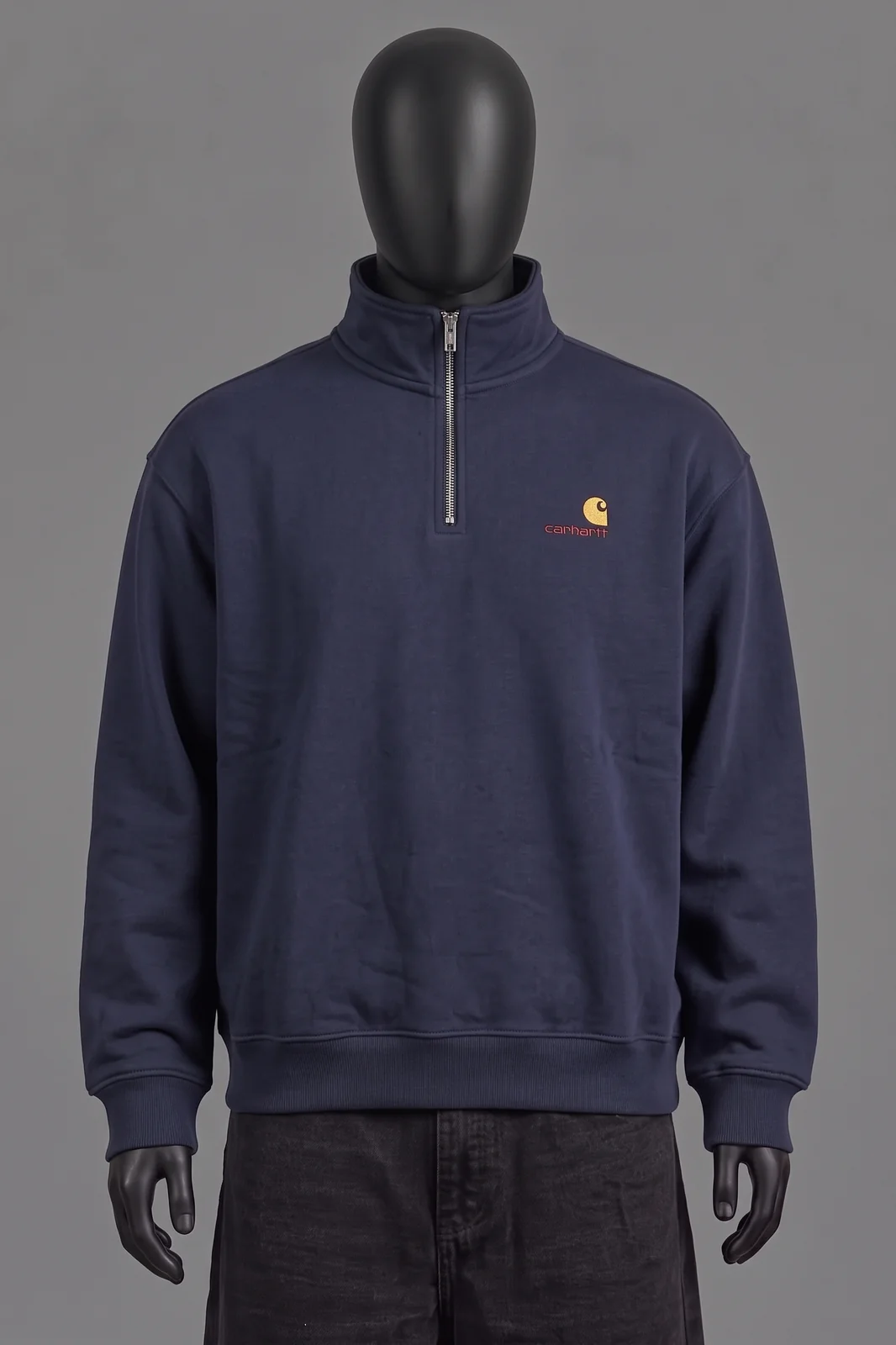 Carhartt WIP, American Script Half-Zip Sweatshirt, Navy, Größe L, Neu
