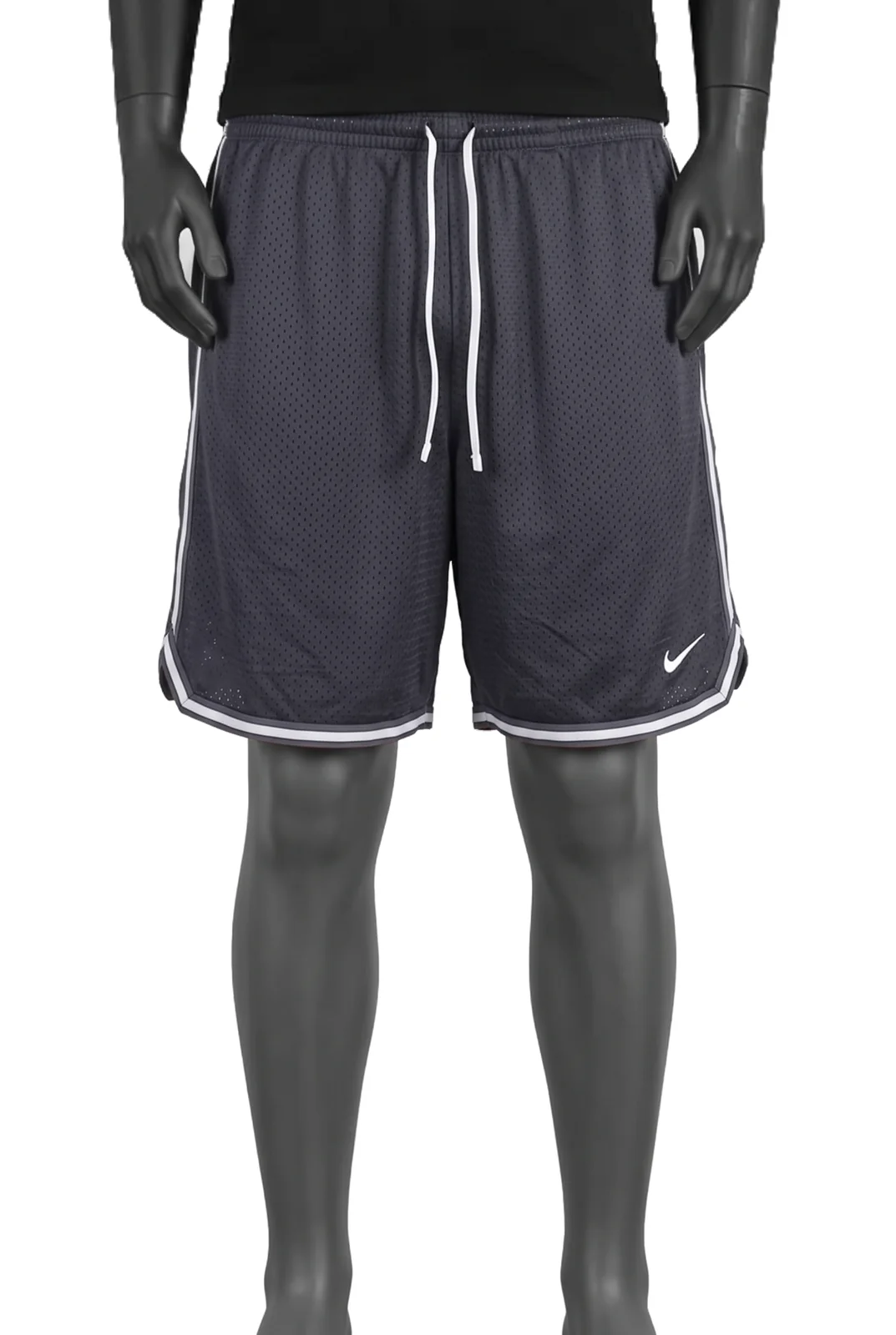 Nike, Dri-FIT Mesh Shorts mit Seitenstreifen, Schwarz/Weiß, Mesh, Seitenstreifen in Grau, Größe S, Sehr gut