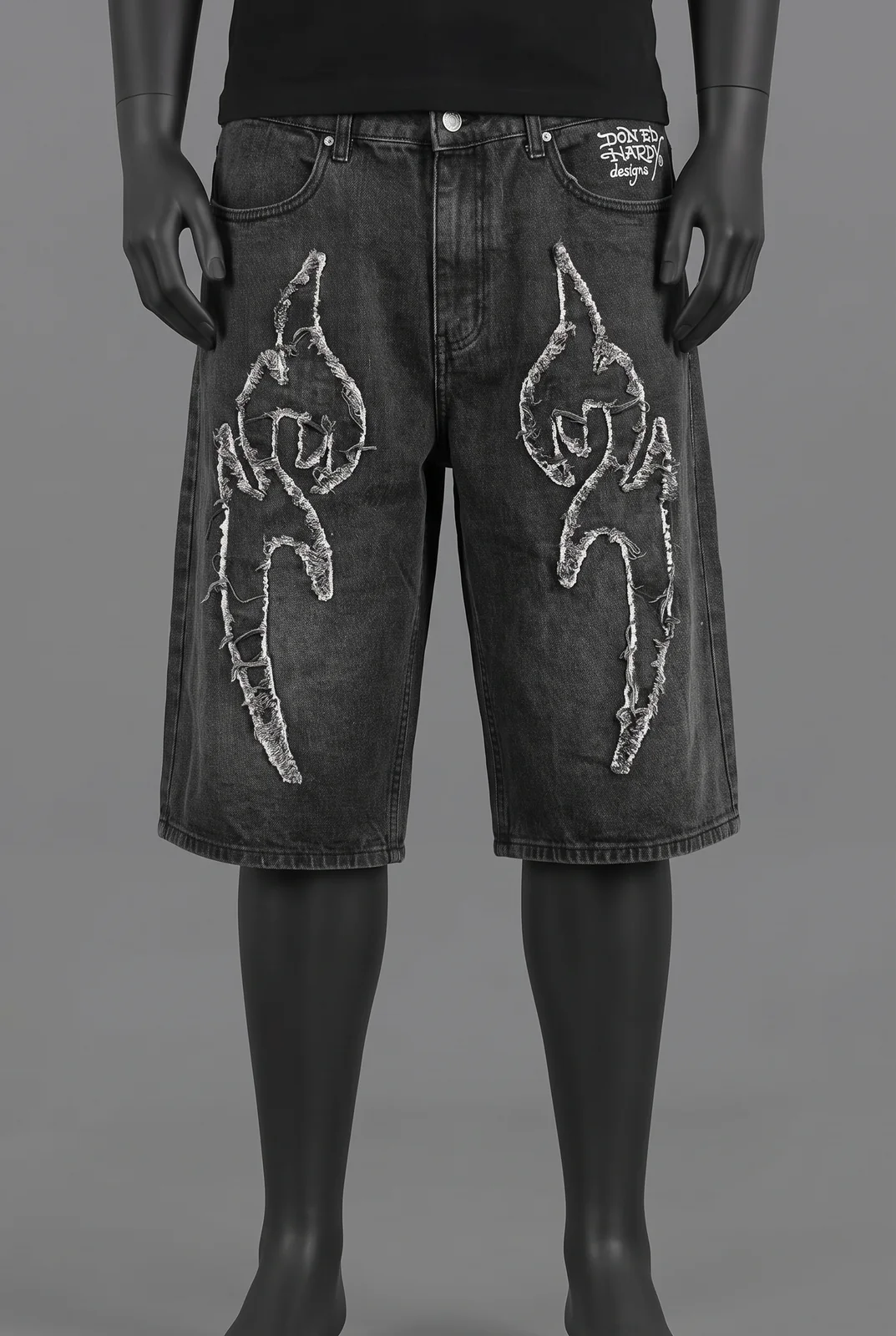 Ed Hardy, Ed Hardy x UO Denim Shorts Black, gewaschenem Schwarz, Größe M, Sehr gut