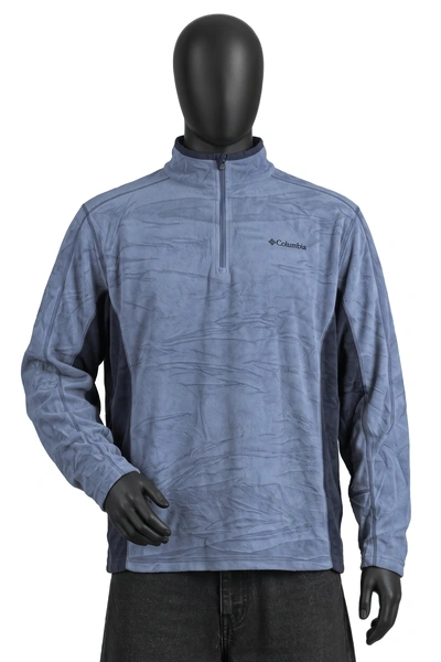 Columbia, Fleece Half-Zip Pullover, Hellblau/Navy, Halbreißverschluss, Kontrasteinsätze, Größe L, Getragen