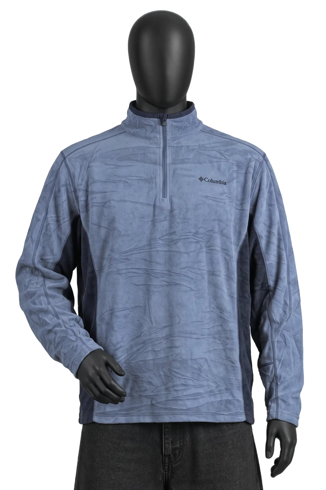 Columbia, Fleece-Pullover mit Halbreißverschluss, Hellblau/Navy, Halbreißverschluss, Kontrasteinsätze, Größe L, Getragen