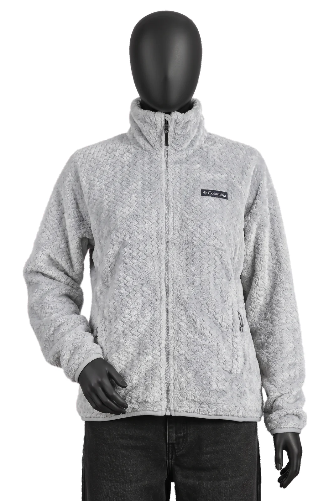 Columbia, Fleecejacke mit Waffelmuster, Hellgrau/Eisblau, flauschiges Waffelmuster, Full-Zip, Größe S, Sehr gut