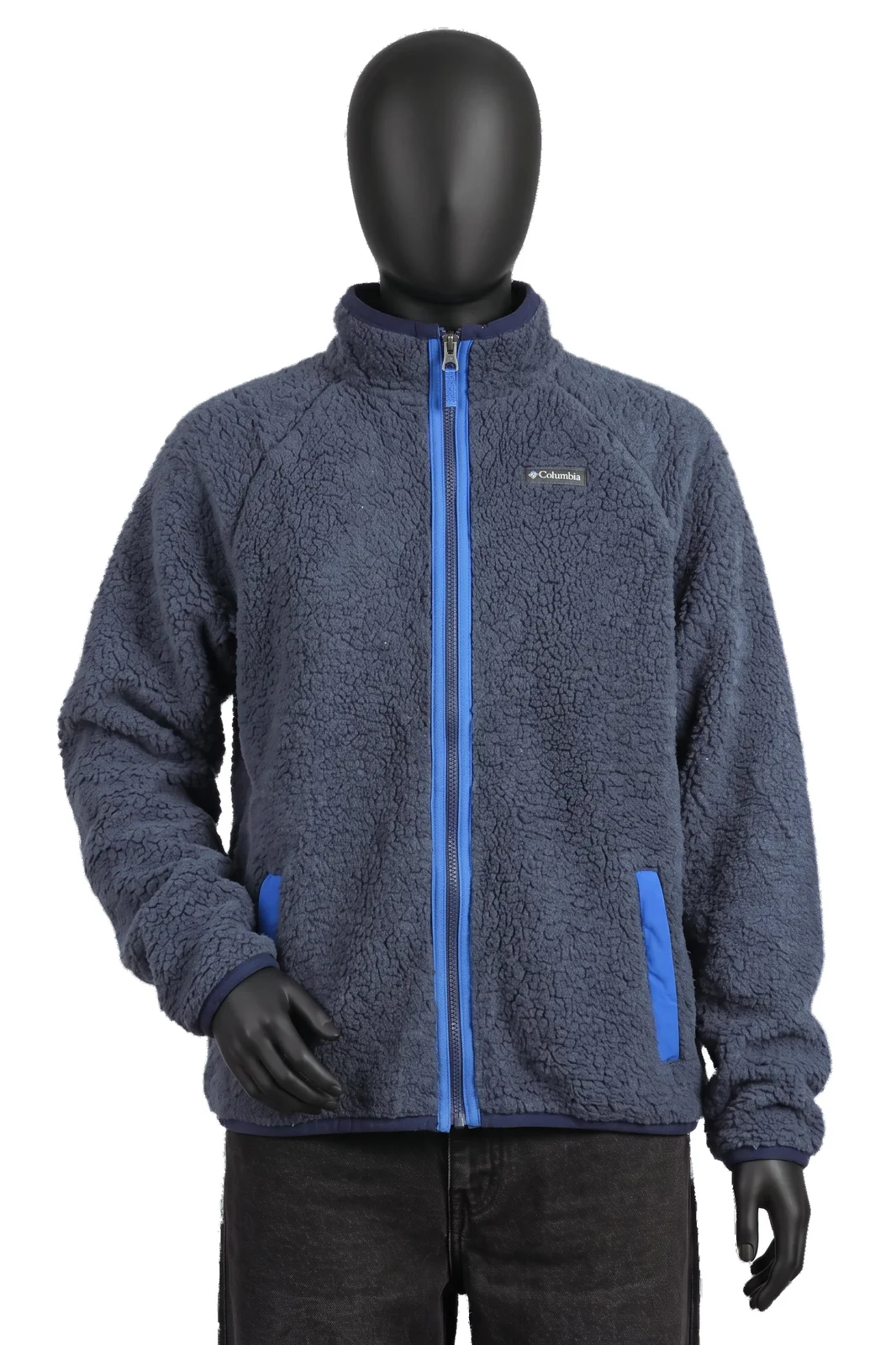 Columbia, Sherpa Fleecejacke mit Reissverschluss, Navy/Blau, Sherpa-Fleece, blaue Reissverschlussleiste, Größe XL, Sehr gut