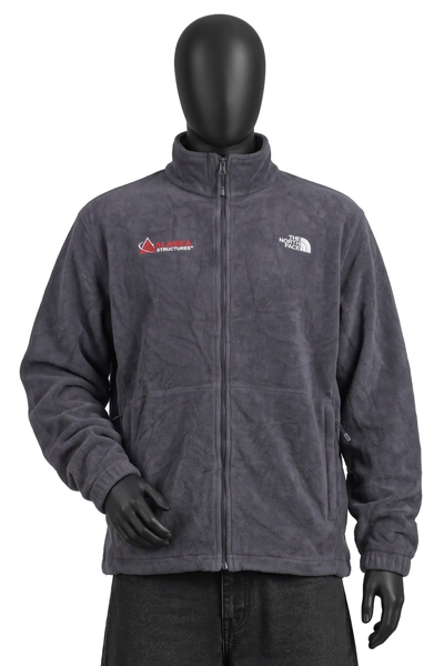 The North Face, Fleecejacke Full-Zip (Firmen-Merch), Schwarz/Dunkelgrau, Alaska-Structures-Logo gestickt, Größe XL, Getragen