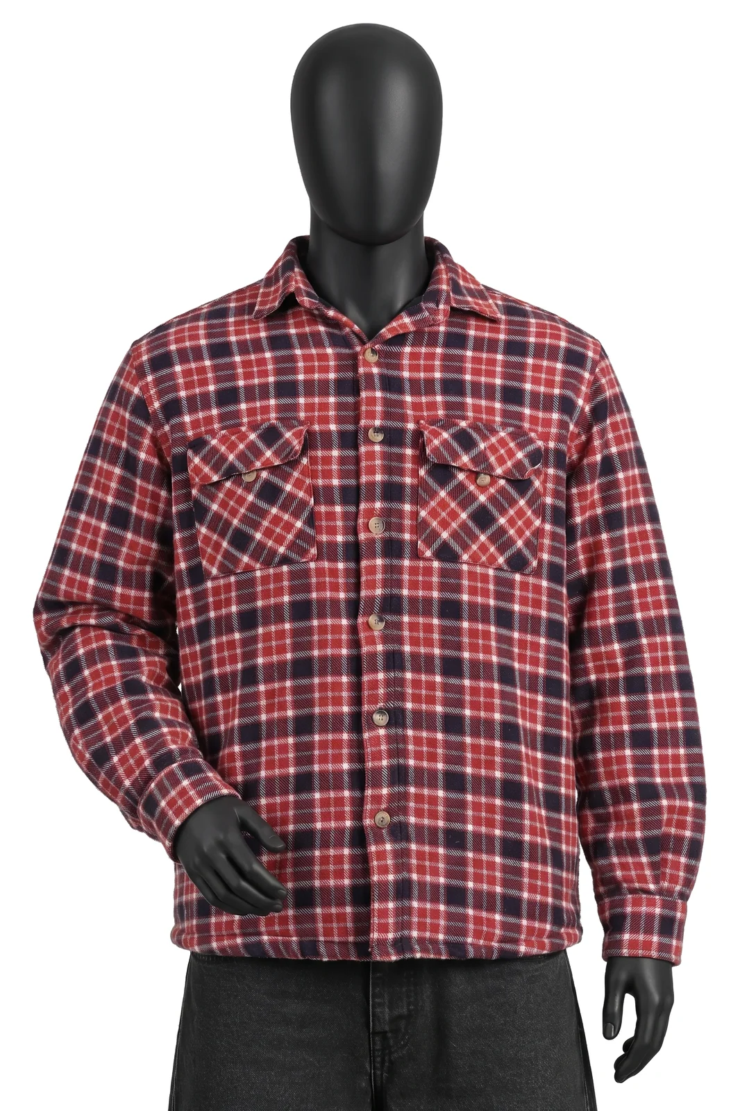 Tex, Vintage Gefütterte Flanellhemd-Jacke kariert, Rot/Navy/Weiß, kariert, Fleece-Futter, Größe S, Sehr gut