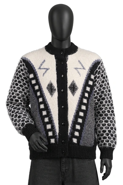 Jaguar, Strickjacke CA 17661, Schwarz/Weiss/Grau/Blau, Flauschgarn mit Glitzerfaden, Größe M, Sehr gut