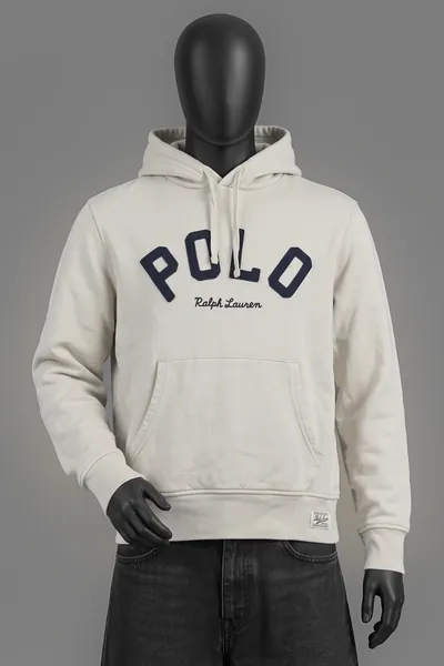 Polo Ralph Lauren, Polo Arch Logo Fleece Hoodie, Oatmeal/Cream Colorway, Cotton Fleece, Größe S, Größe S, Getragen