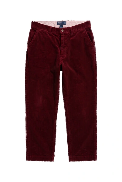 Polo Ralph Lauren, Cordhose mit breiten Rippen, Burgunderrot, Breitcord, gerader Schnitt, Größe W33, Getragen