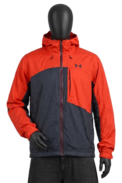 Under Armour, Leichte Hardshell-Regenjacke, Orange/Anthrazit, Ripstop, Kapuze, Größe XL, Sehr gut