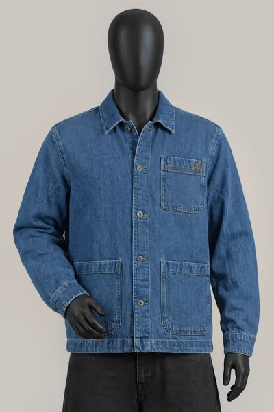 Timberland, Trucker Jacket, Blue Denim, Multi-Pocket, Größe M, Größe M, Sehr gut