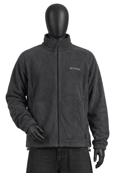 Columbia, Benton Springs Full Zip, Schwarz, Stehkragen, Zip-Taschen, Saum mit Kordelzug, Größe L, Getragen