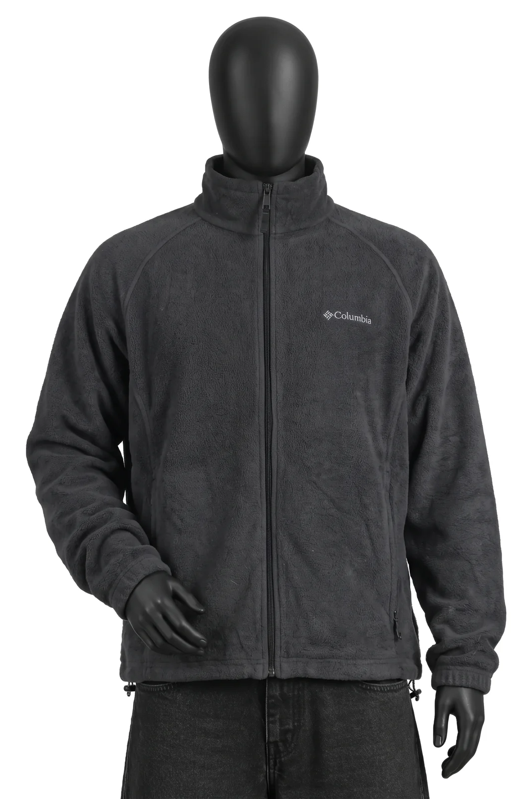 Columbia, Benton Springs Fleecejacke, Schwarz, Stehkragen, Zip-Taschen, Saum mit Kordelzug, Größe L, Getragen