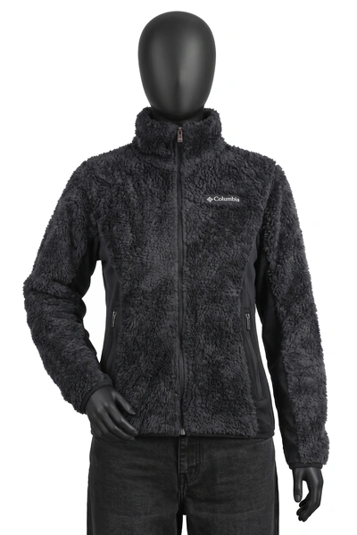 Columbia, Teddy-Fleecejacke (Damen), Schwarz, Teddyfleece mit glatten Seiteneinsätzen, Größe S, Getragen
