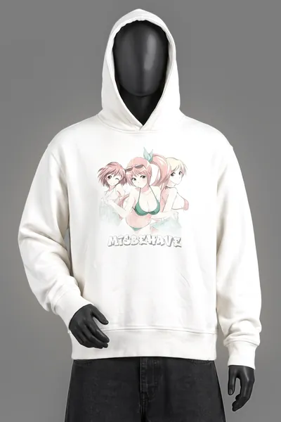 MISBHV, Misbehave Anime Print Hoodie, Off-White/Cream, MISBHV Back Logo Print, Größe M, Größe M, Sehr gut