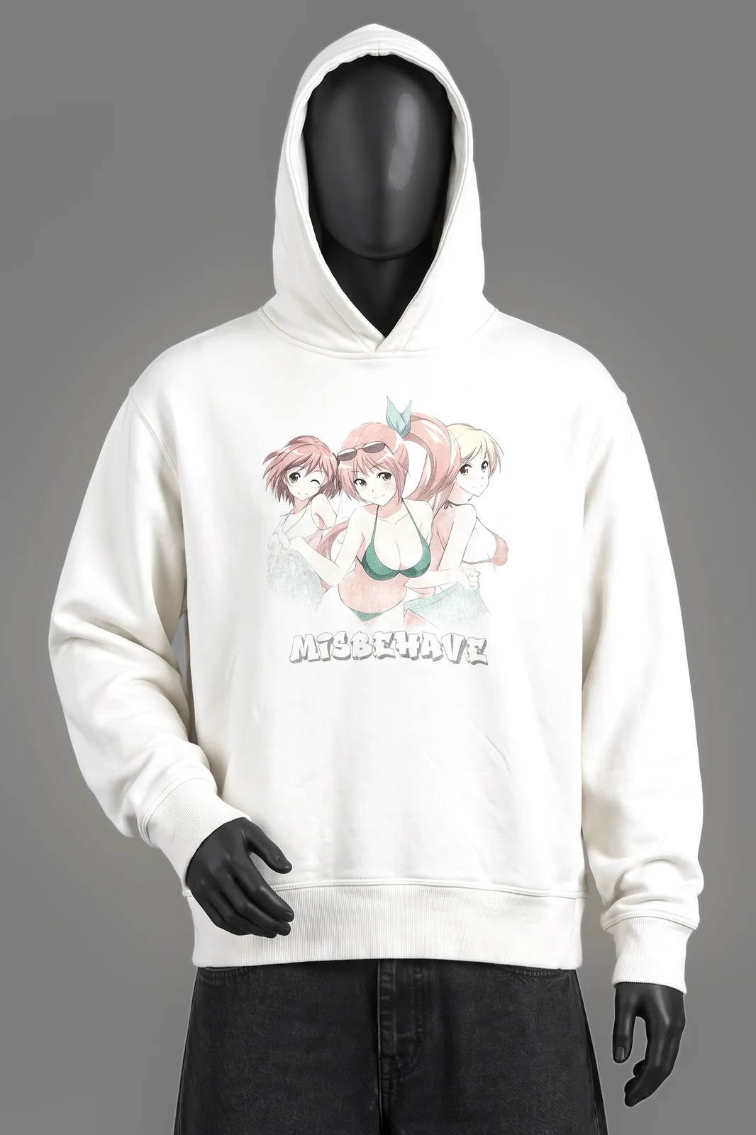 MISBHV, Misbehave Anime Graphic Hoodie, Off-White/Cream, MISBHV Back Logo Print, Größe M, Größe M, Sehr gut